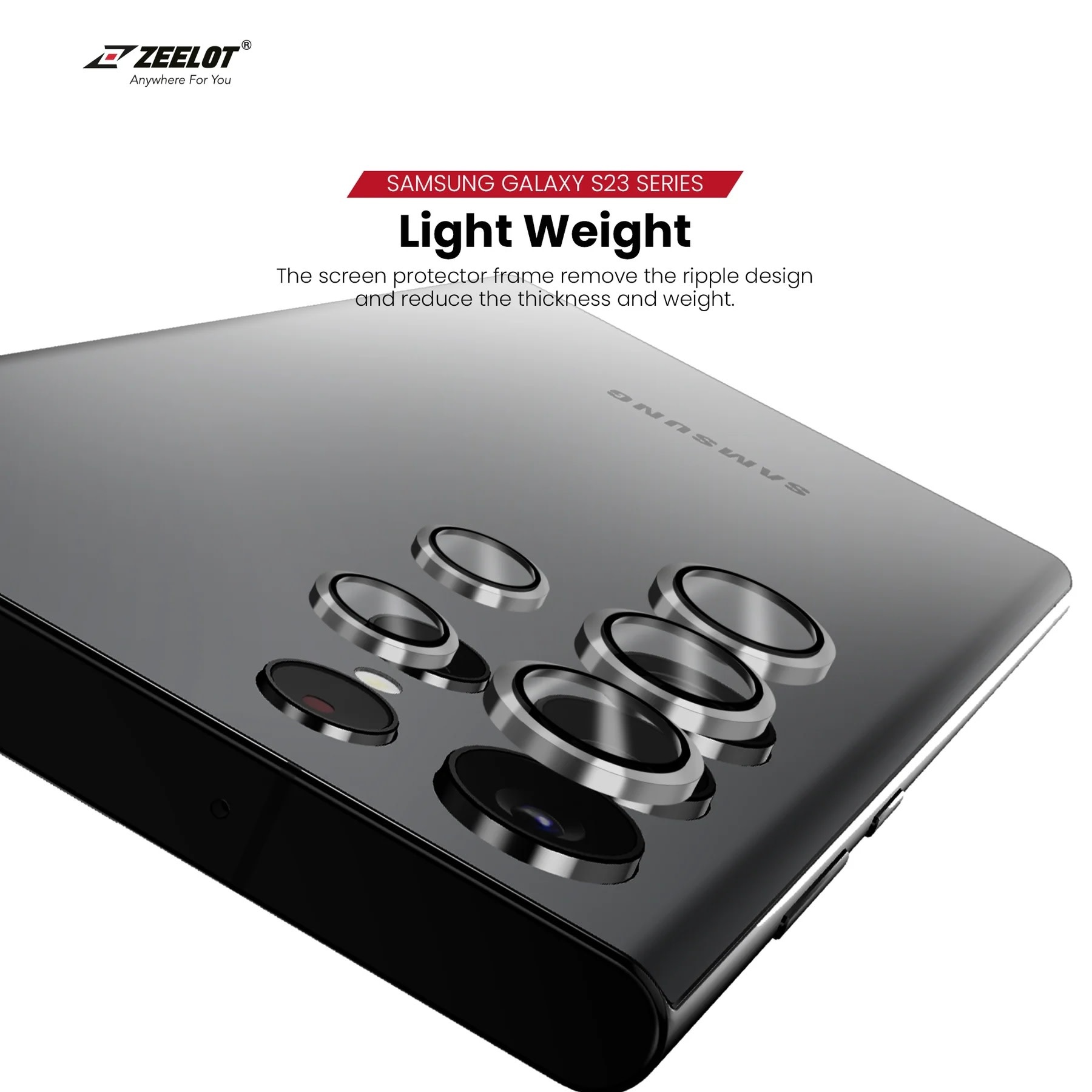ZEELOT Pishield Titanium Alloy Lens Protector for Samsung Galaxy S23 Ultra - Sliver