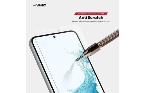 Zeelot Solidsleek Tempered Glass Screen Protector for Samsung Galaxy S23 Plus - Retina Clear