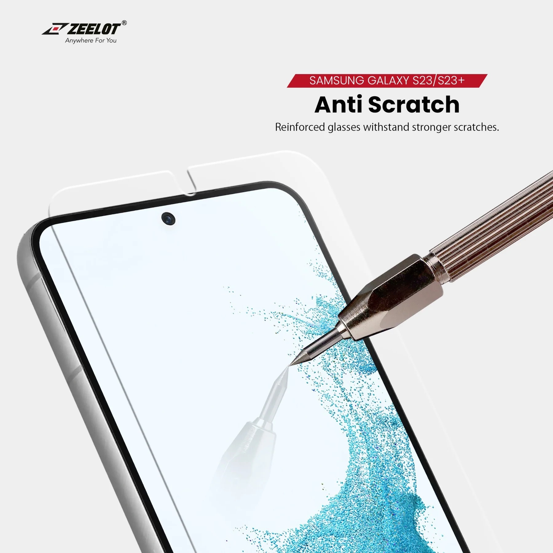 Zeelot Solidsleek Tempered Glass Screen Protector for Samsung Galaxy S23 Plus - Retina Clear