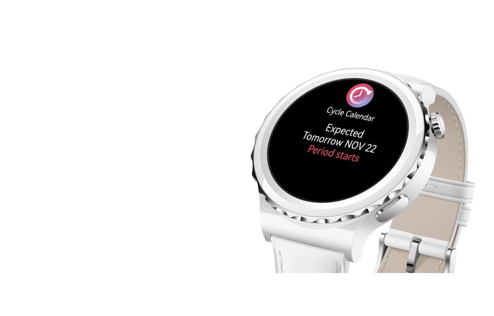 Huawei Watch GT 3 Pro Bezel White Ceramic Case with White Leather Strap