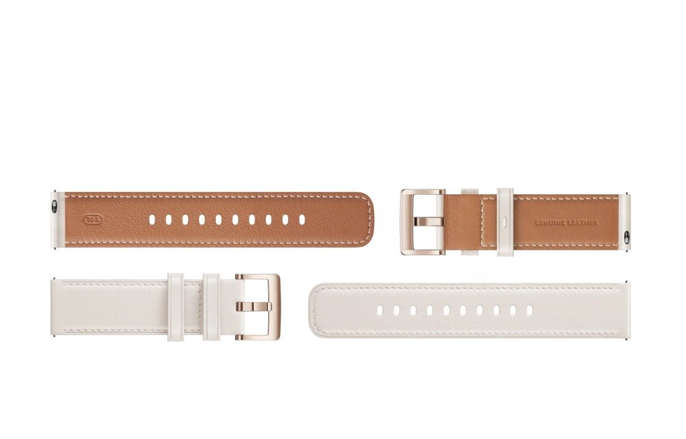 Huawei Watch GT 3 Pro Bezel White Ceramic Case with White Leather Strap