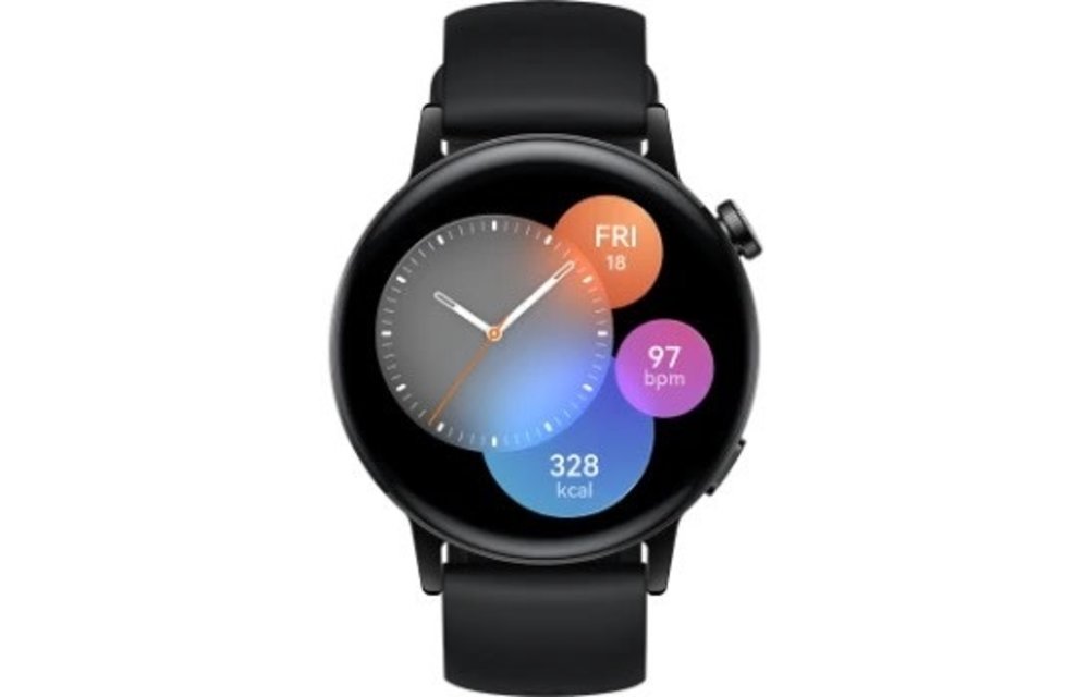 Huawei Watch GT 3 Black Stainless Steel Case with Black Fluoroelastomer Strap 42mm