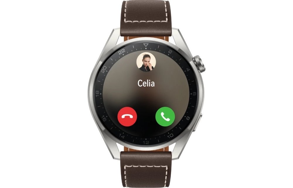 Huawei Watch 3 Pro Titanium Gray with Leather Strap - Brown