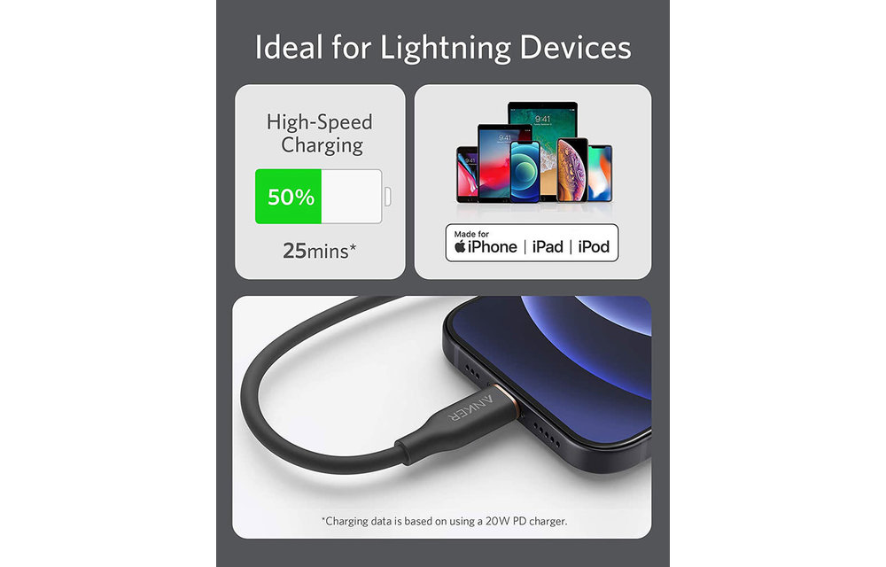 Anker PowerLine III Flow USB-C with Lightning Cable 1.8m - Black
