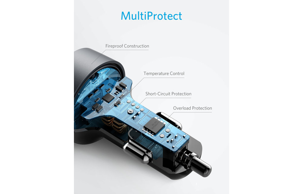 Anker PowerDrive PD+ 2 Dual Port High Speed Car Charger 35W - Black