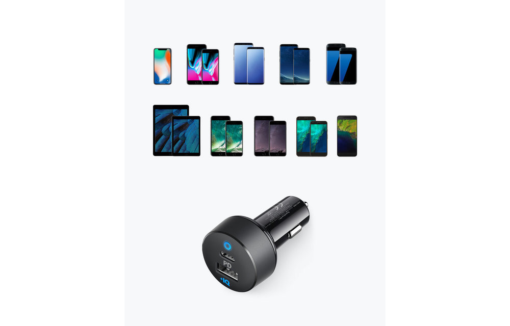 Anker PowerDrive PD+ 2 Dual Port High Speed Car Charger 35W - Black