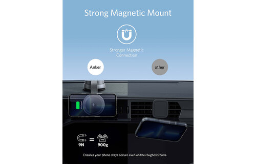 Anker 613 Anker Magnetic Wireless Charger (MagGo) Car Mount with 2-Port USB Car Charger, 5 ft USB-C to USB-A Cable