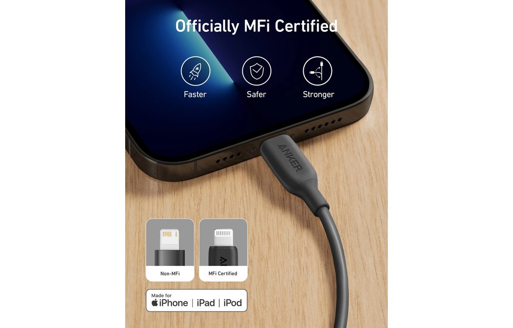 Anker PowerLine III USB-A Cable with Lightning Connector 0.9/3ft - Black