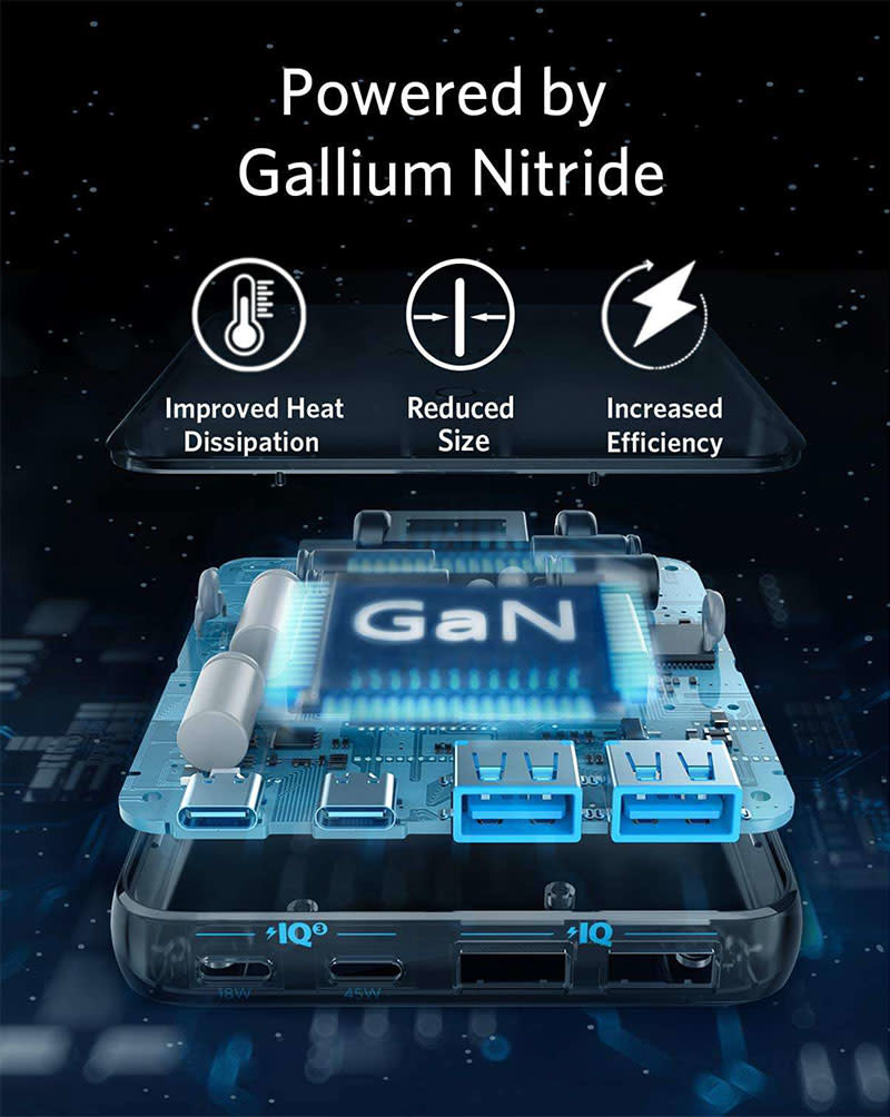 Anker PowerPort Atom III 63W Slim High Speed Charger with 2 USB-C and 2 USB-A Port - Black