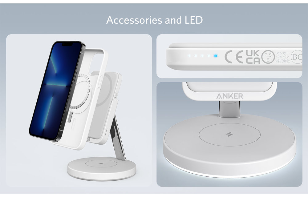 Anker 633 Magnetic Wireless Charger (MagGo) with 5,000 mAh MagSafe PowerBank, 25W USB-C Adapter, 1.5 m USB-C Cable