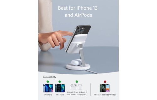 Anker 633 Magnetic Wireless Charger (MagGo) with 5,000 mAh  MagSafe PowerBank, 25W USB-C Adapter, 1.5 m USB-C Cable