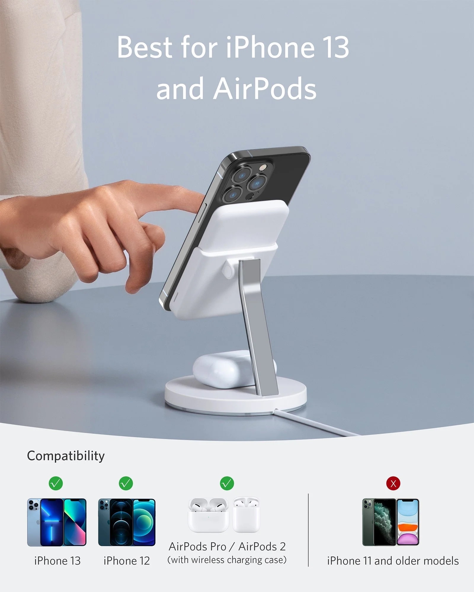 Anker 633 Magnetic Wireless Charger (MagGo) with 5,000 mAh MagSafe PowerBank, 25W USB-C Adapter, 1.5 m USB-C Cable