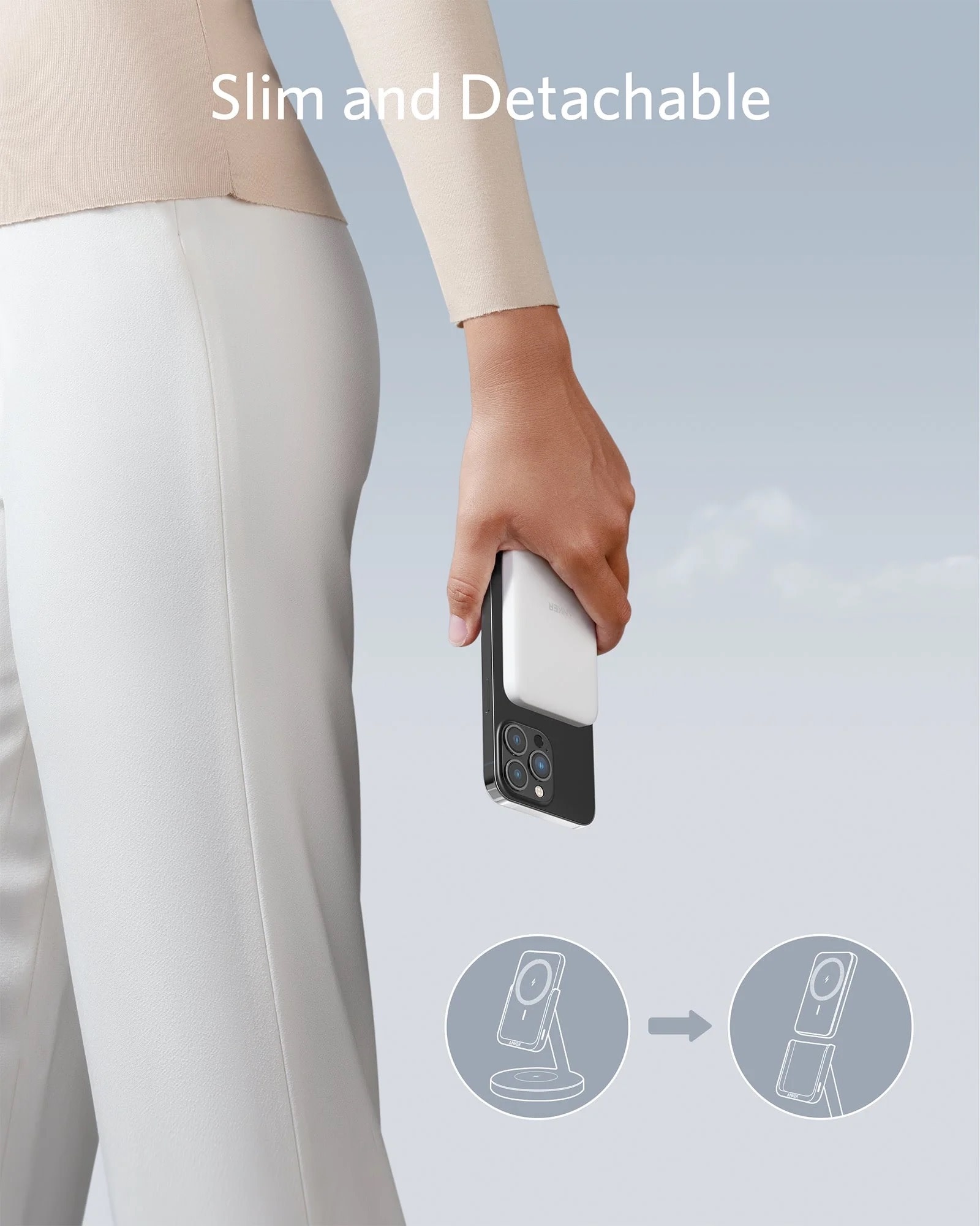 Anker 633 Magnetic Wireless Charger (MagGo) with 5,000 mAh MagSafe PowerBank, 25W USB-C Adapter, 1.5 m USB-C Cable