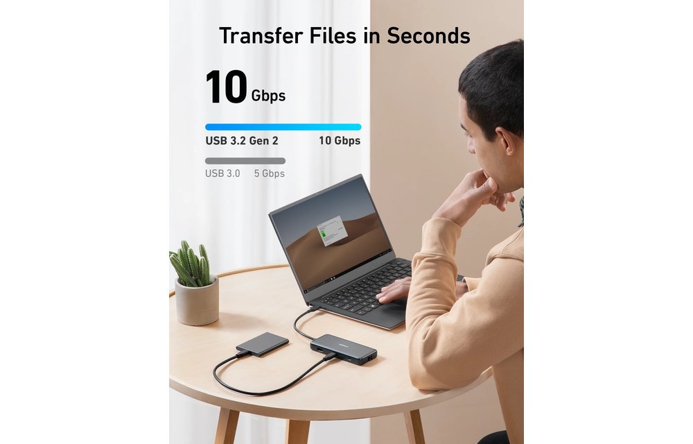Anker PowerExpand 8 in 1 USB-C PD 10Gbps High Speed Data 4K Hub - Black