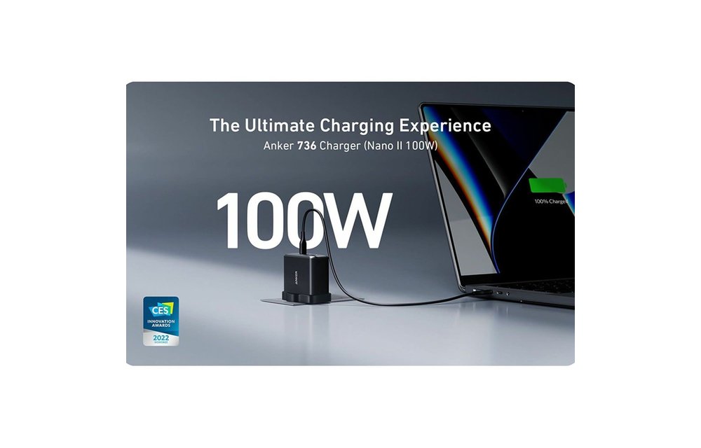 Anker 736 Charger Nano II 100W 3 Port Fast Compact Wall Charger - Black