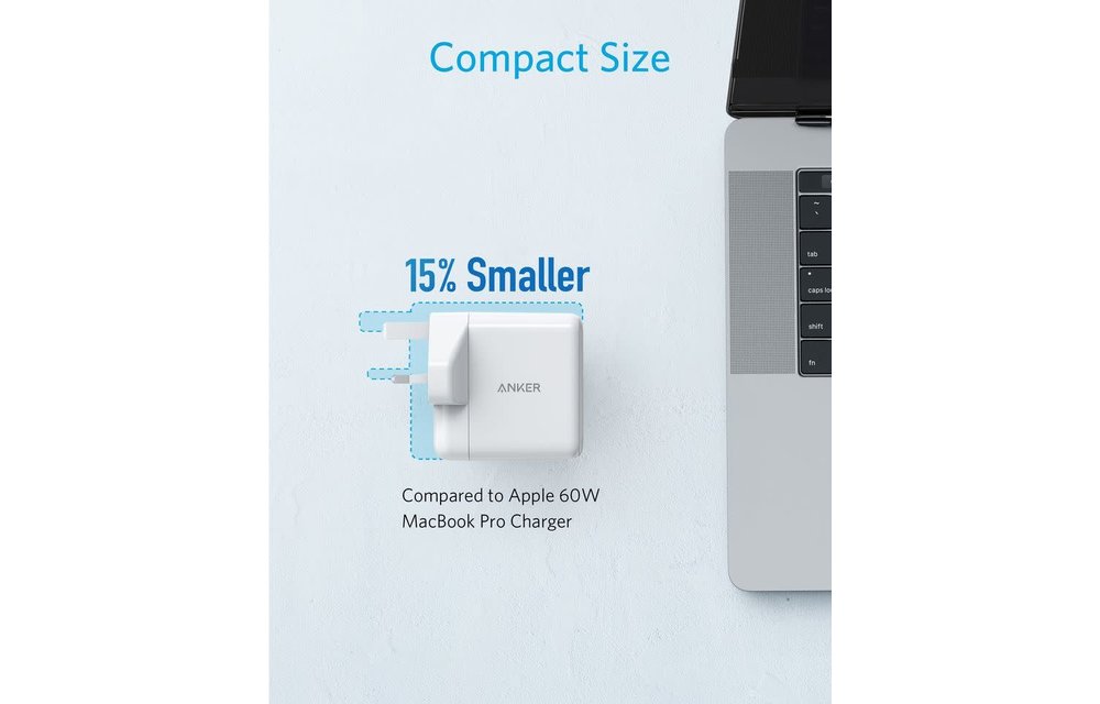 Anker PowerPort Atom III Two Ports High Speed 60W Charger with USB-A and USB-C - White