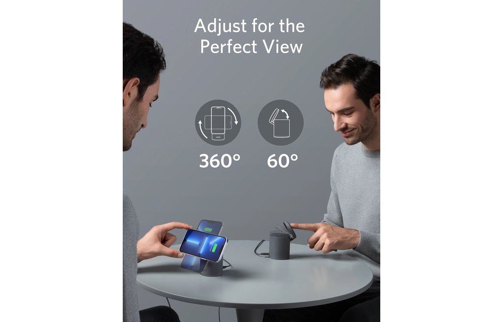 Anker 623 Magnetic Wireless Charger (MagGo) 2 in 1 Wireless Charging Station with 20W USB-C Charger - Black