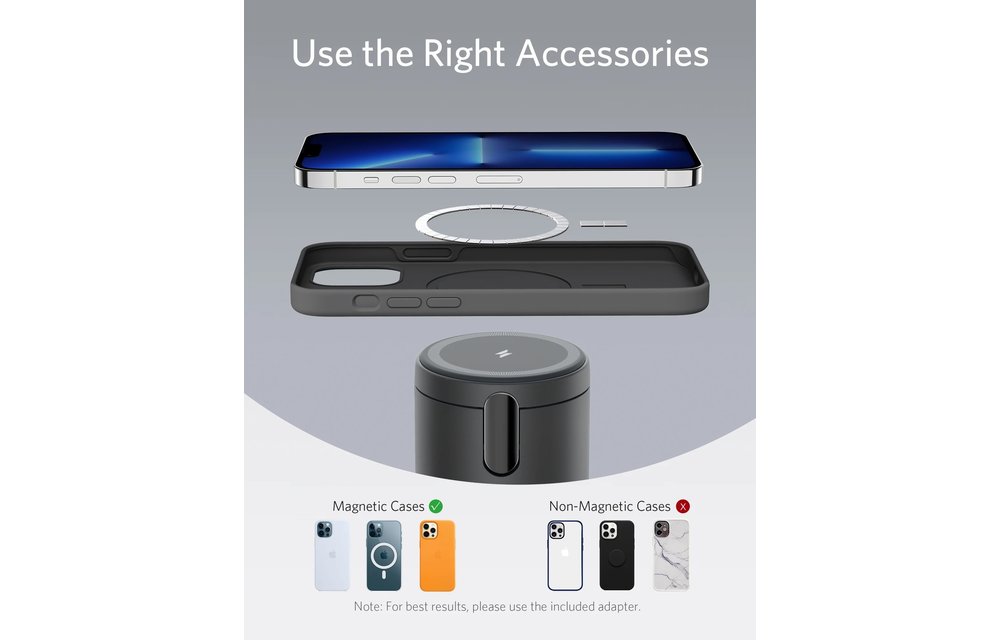 Anker 623 Magnetic Wireless Charger (MagGo) 2 in 1 Wireless Charging Station with 20W USB-C Charger - Black