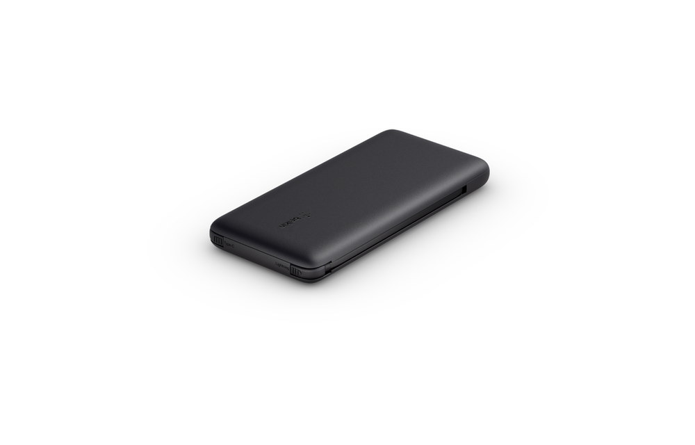 Belkin Boost Charge Plus 10K PD Power Bank With Integrated Two Cables (Lightning & USB C) - Black