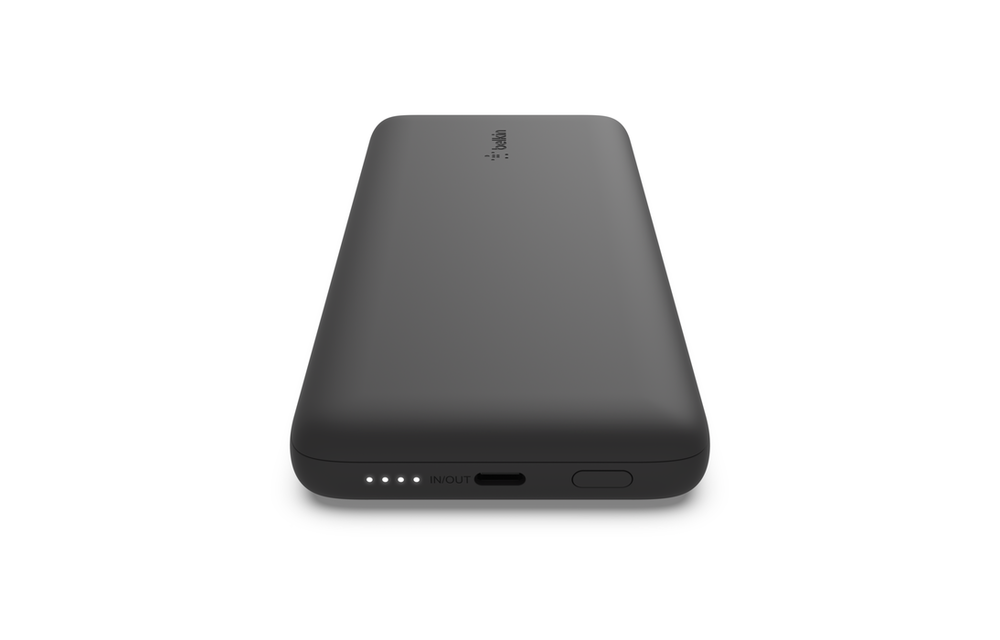 Belkin Boost Charge Plus 10K PD Power Bank With Integrated Two Cables (Lightning & USB C) - Black