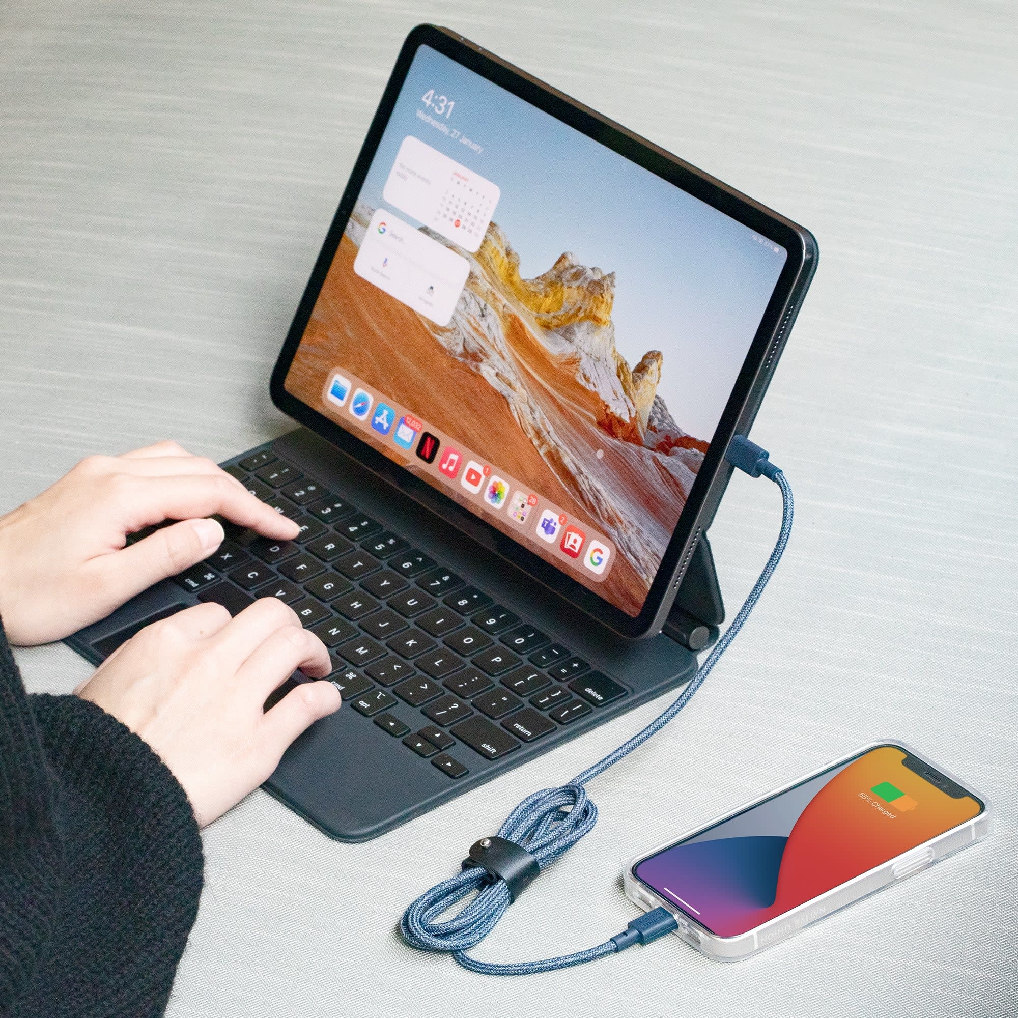 Native Union Belt Cable USB C to Apple Lightning Cable 1.2m - Rose