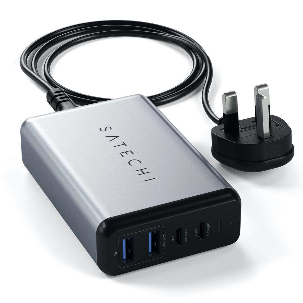 Satechi Travel Charger 4 Ports 75W PD (2 X USBC - 2 USBA) - Space Gray