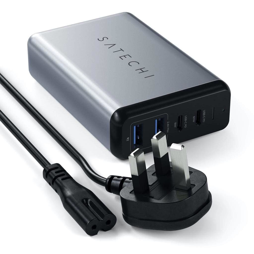Satechi Travel Charger 4 Ports 75W PD (2 X USBC - 2 USBA) - Space Gray