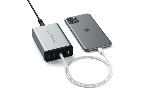 Satechi Travel Charger 4 Ports  75W PD (2 X USBC - 2 USBA) - Space Gray