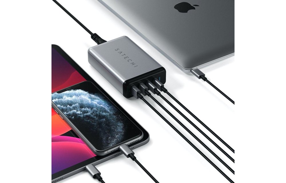 Satechi Travel Charger 4 Ports 75W PD (2 X USBC - 2 USBA) - Space Gray