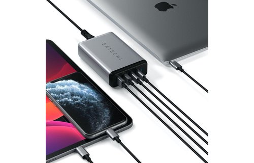 Satechi Travel Charger 4 Ports  75W PD (2 X USBC - 2 USBA) - Space Gray