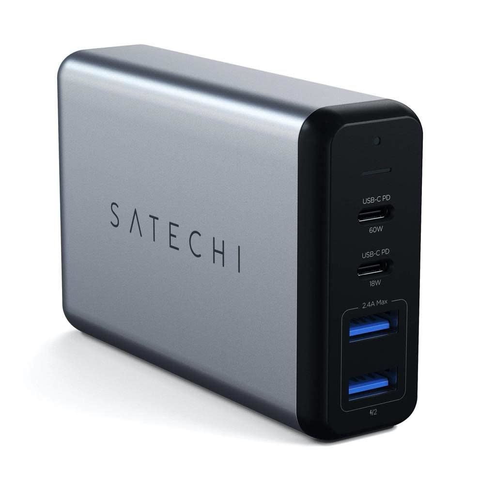 Satechi Travel Charger 4 Ports 75W PD (2 X USBC - 2 USBA) - Space Gray