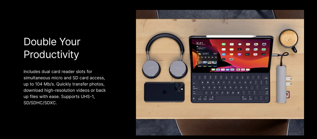 Satechi Type-C Slim HUB V2 Multi-Port Adapter - Space Gray