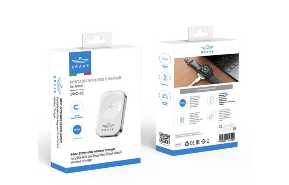 Brave Portable Wireless Charger for Apple Watch - White