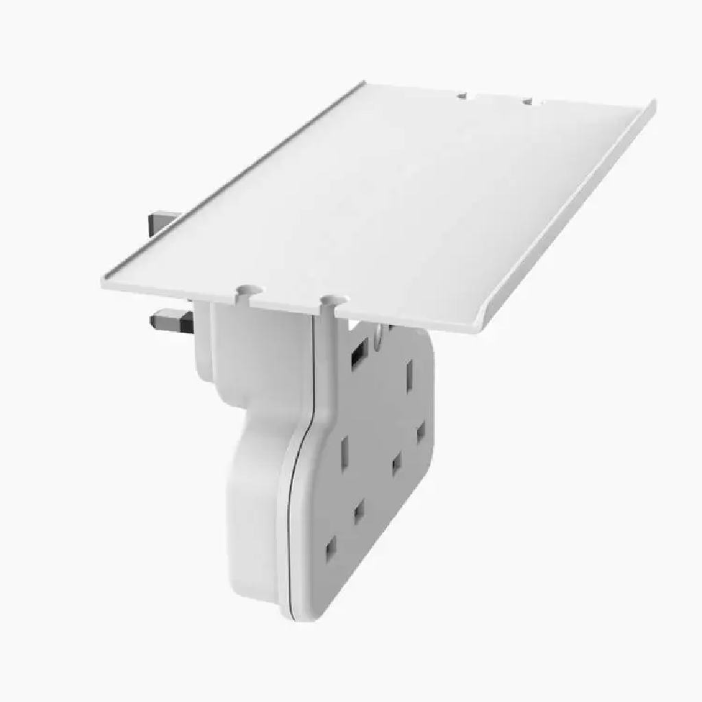 Porodo Multi-Function Socket with Tablet & Phone Tray Night Light Intelligent Light Sensor - White