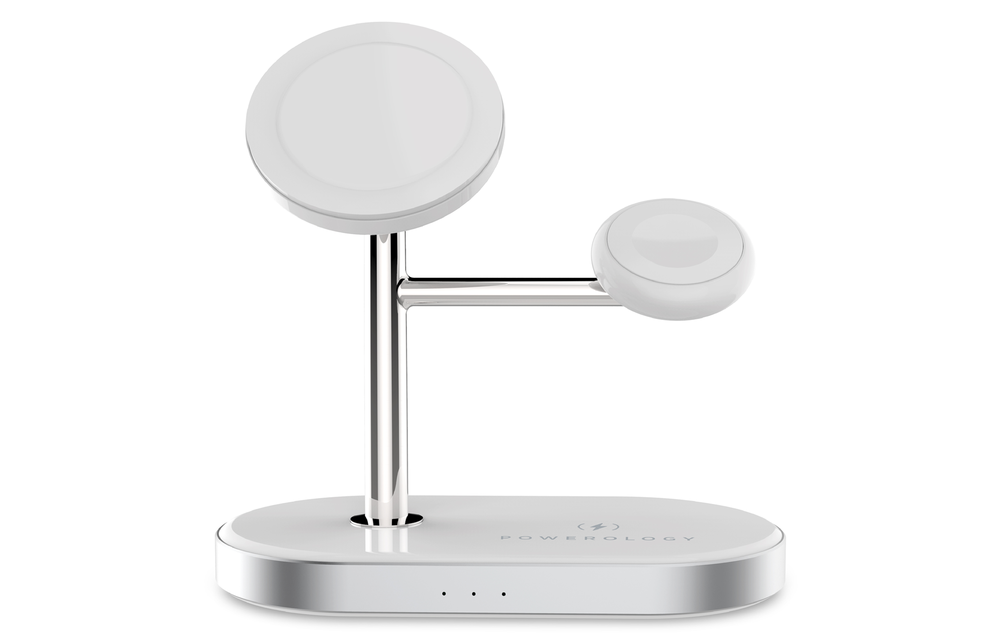 Powerology 3 In 1 30W MagSafe Charging Dock With Built-in Apple MagSafe 15W - White