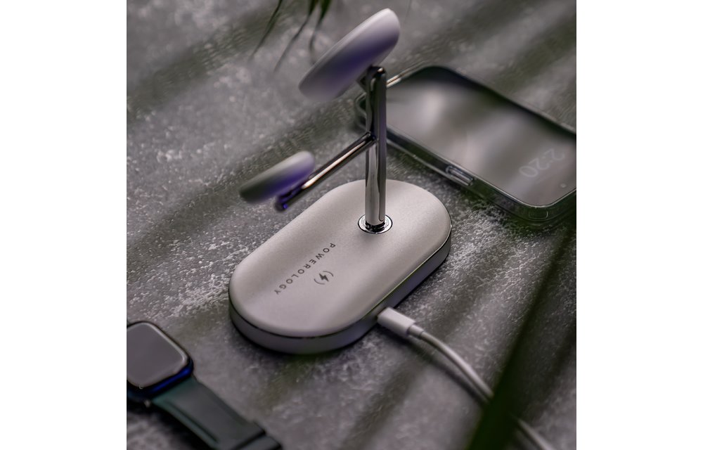 Powerology 3 In 1 30W MagSafe Charging Dock With Built-in Apple MagSafe 15W - White