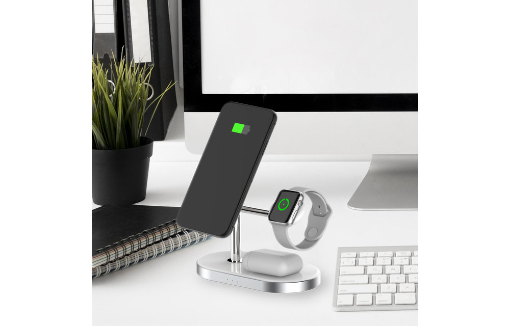 Powerology 3 In 1 30W MagSafe Charging Dock With Built-in Apple MagSafe 15W - White