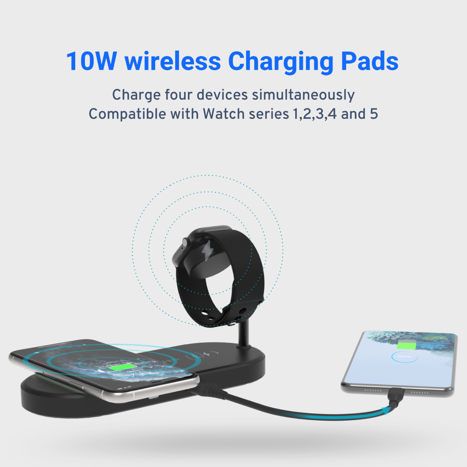 Powerology 4 in1 Fast-Wireless Charging Dock - Black