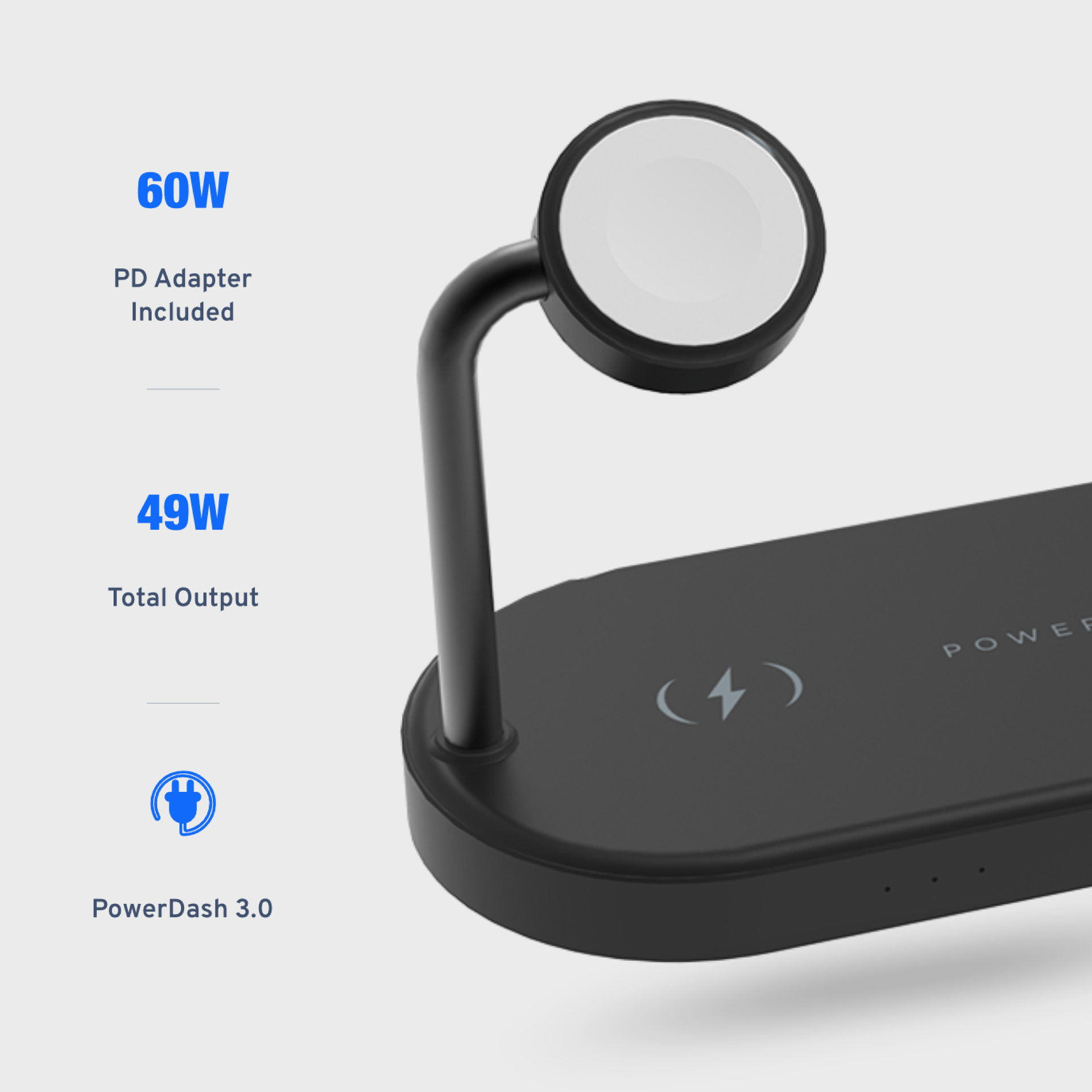 Powerology 4 in1 Fast-Wireless Charging Dock - Black