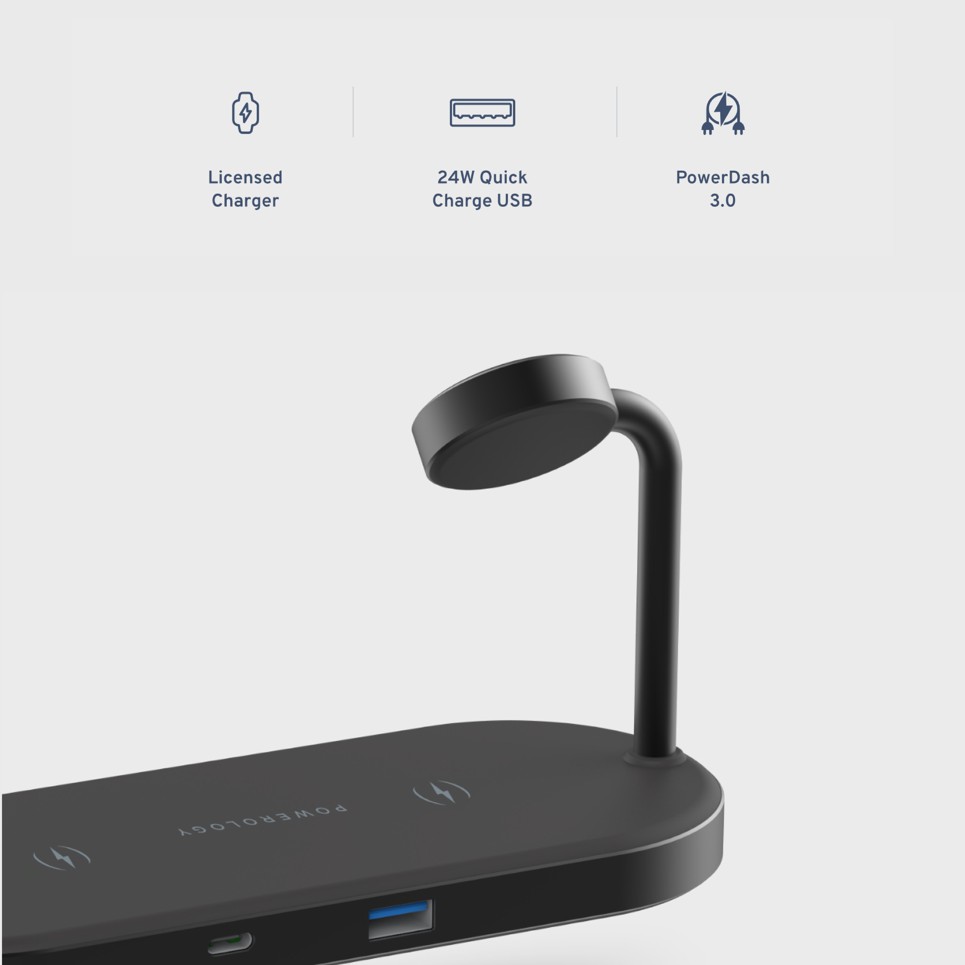 Powerology 4 in1 Fast-Wireless Charging Dock - Black