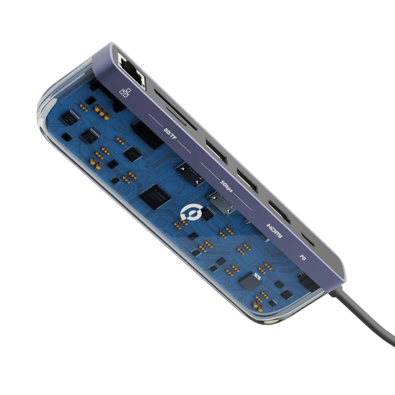 Powerology 7 in1 USB-C Multi Hub Crystalline Series - Transparent