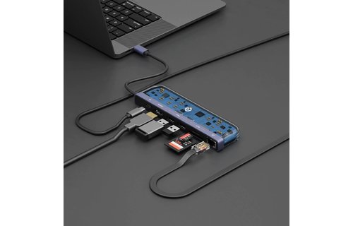 Powerology 7 in1 USB-C Multi Hub Crystalline Series - Transparent