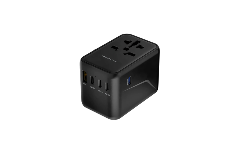 Powerology Universal MultiPort Travel Adapter Grey Gadget Zone