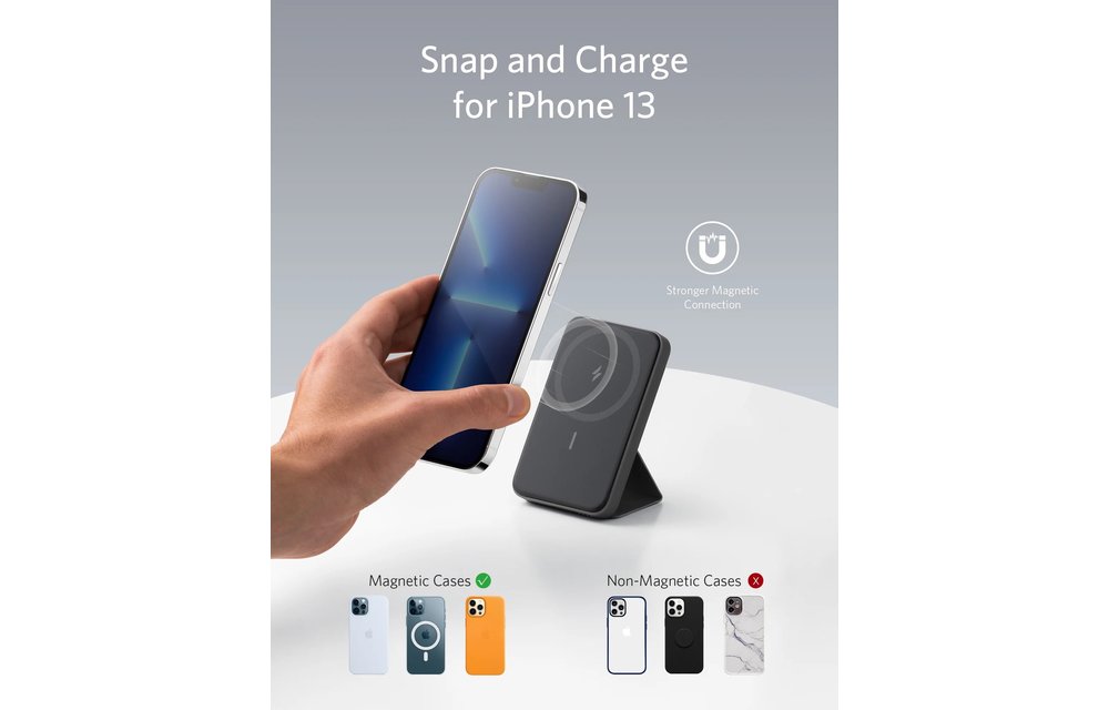 Anker 622 Magnetic Battery (MagGo) 5000mah Magnetic Power Bank with Stand - Black