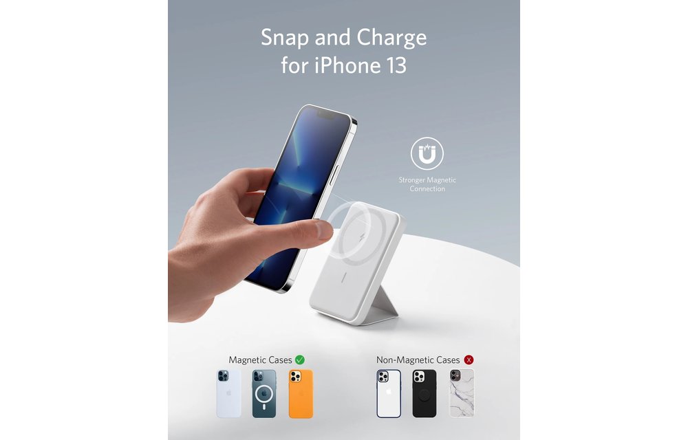 Anker 622 Magnetic Battery (MagGo) 5000mah Magnetic Power Bank with Stand - White