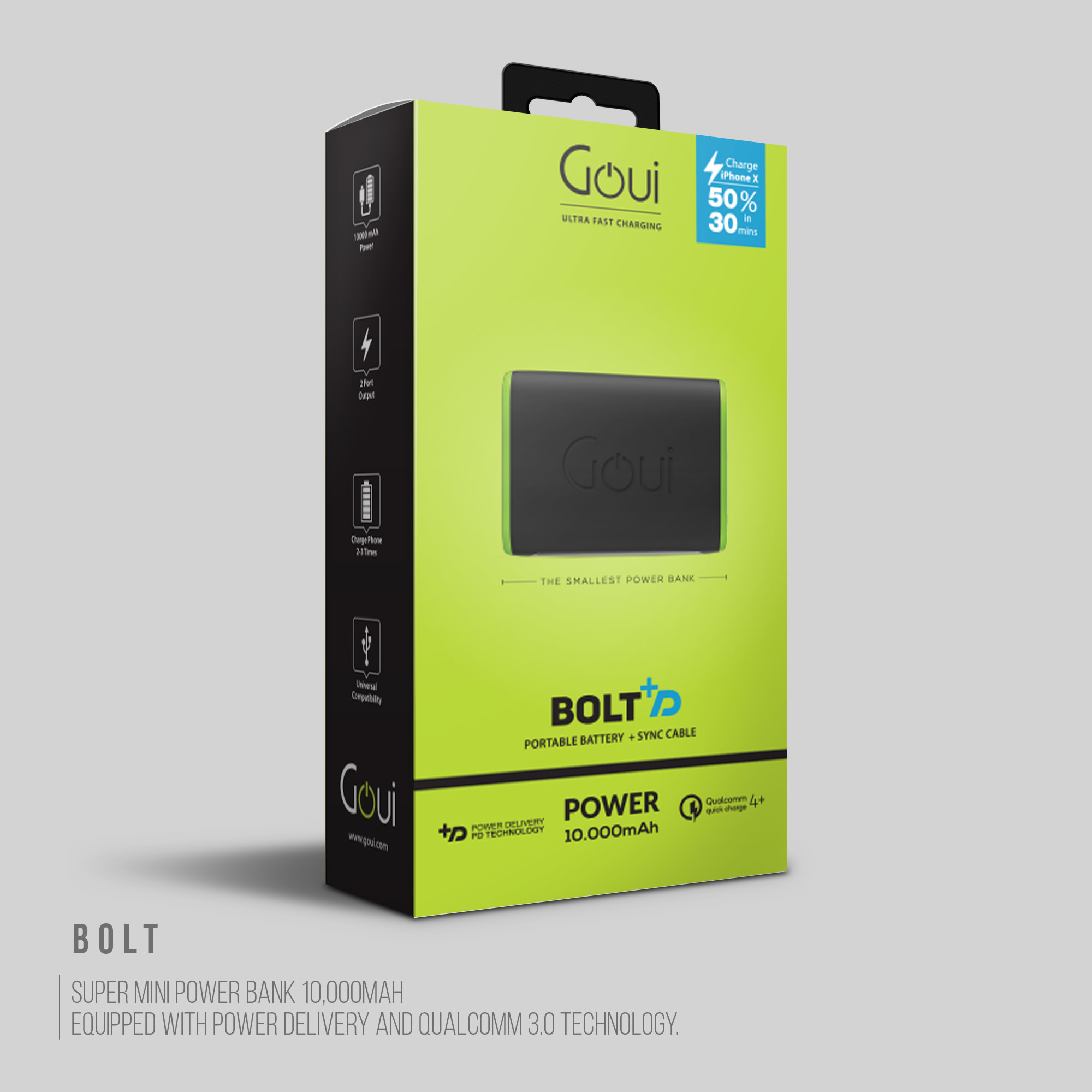 Goui Bolt Mini Power Bank PD+ 10’000mAh Black Gadget Zone