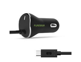 PureGear Car Charger With USB-C Connector 15W - Black