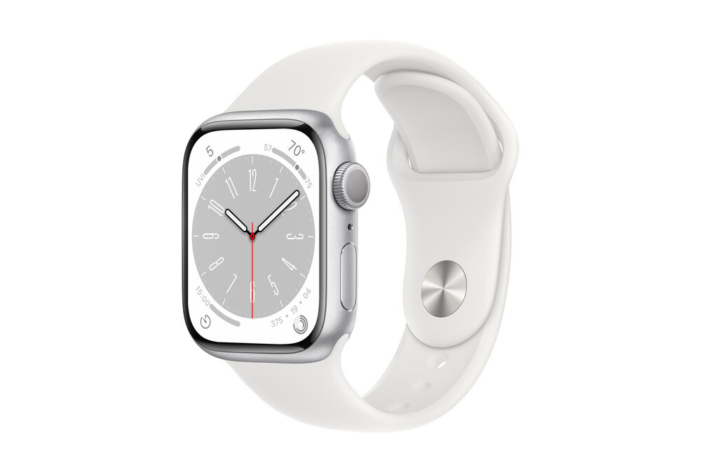 Apple Watch Series 8 GPS, 41mm Aluminum Case with Silver Sport Band - Silver
