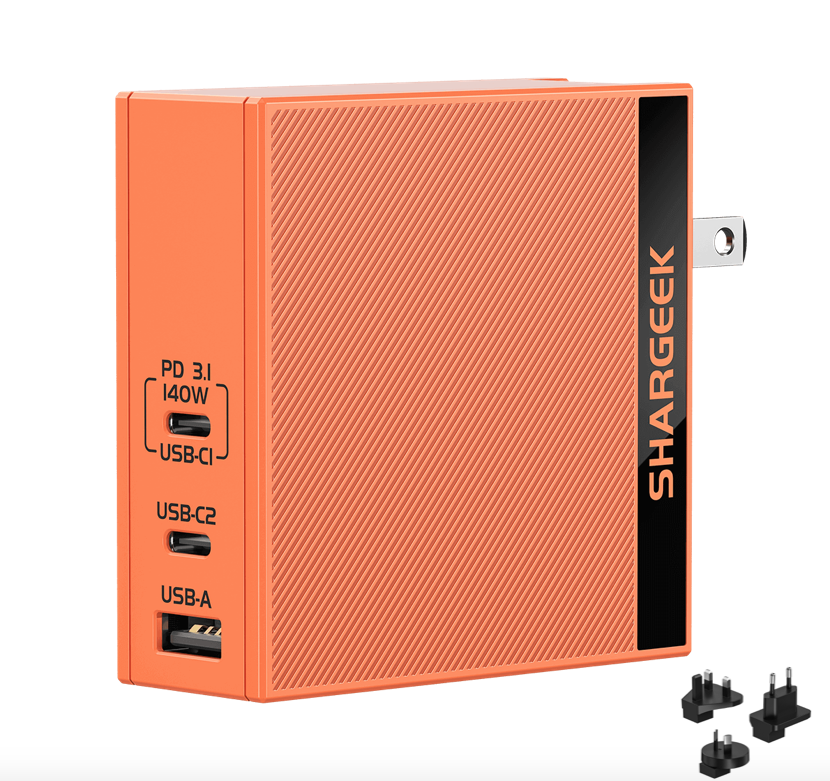 Shargeek 140W PD3.1 Gan Charger with Travel Adapters (UK, EU, AU)