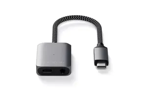 Satechi Type-C to 3.5mm Audio with PD Charging Adapter - Space Gray